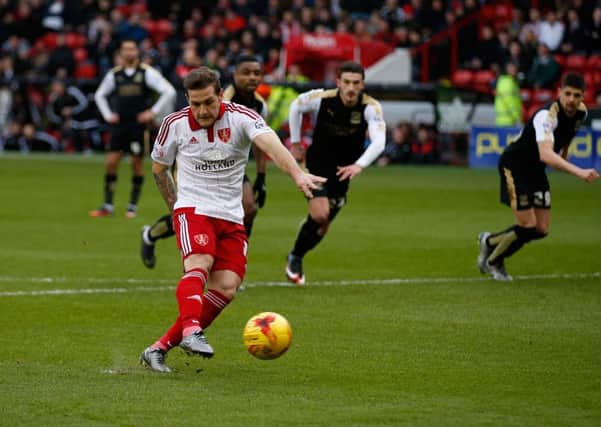 Billy Sharp of Sheffield Utd scores the first goal from a penalty - English League One - Sheffield Utd vs Swindon Town - Bramall Lane Stadium - Sheffield - England - 23rd January 2016 - Pic Simon Bellis/Sportmage
--------------------
Sport Image
15/16 CONT Sheff Utd v Swindon

23 January 2016
Â©2016 Sport Image all rights reserved