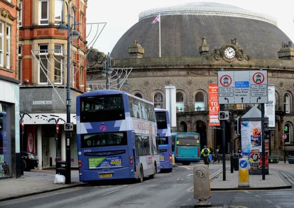 A bus lane in Leeds city centre.