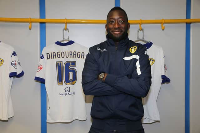 New signing Toumani Diagouraga with Leeds strip. Picture: AVPA