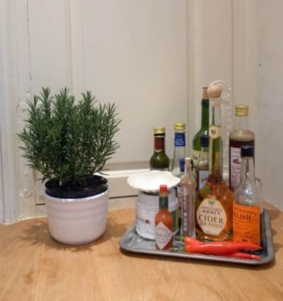 A collection of Tom's must-have ingredients including Henderson's Relish, which he discovered recently