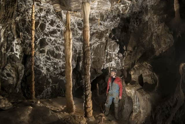 The Colonades: Great speleothems decorate many of the caves of the Yorkshire Dales.