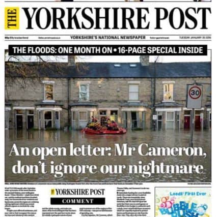 The Yorkshire Post front page this morning.