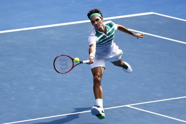 Roger Federer on his way to victory over Tomas Berdych in Melbourne.