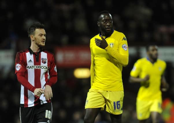 New Leeds signing Toumani Diagouraga up against
 old club Brentford.  Picture: Bruce Rollinson