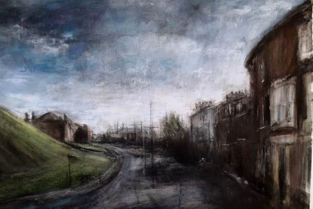 Myles Linleys pastel and charcoal image, Tower Street, York (Â£450).