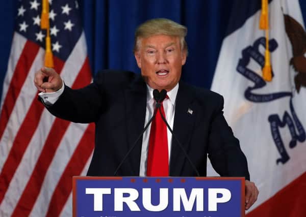 Republican presidential candidate Donald Trump speaks during a campaign event.