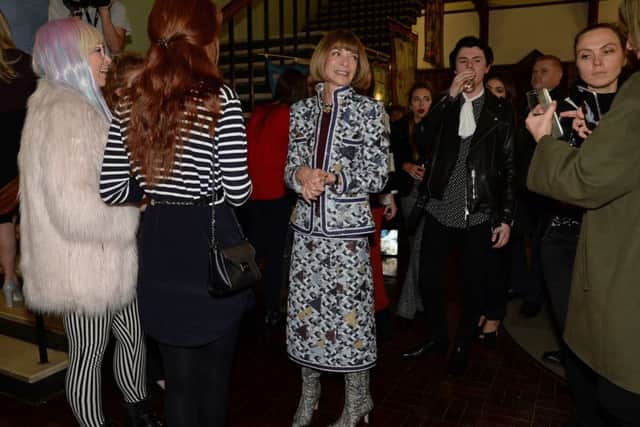 Editor-in-Chief of American Vogue Anna Wintour (centre) attends a reception before the Northern Youth Fashion Show at the University of York. The event showcased designs from fashion students across the UK. Picture: Anna Gowthorpe/PA Wire