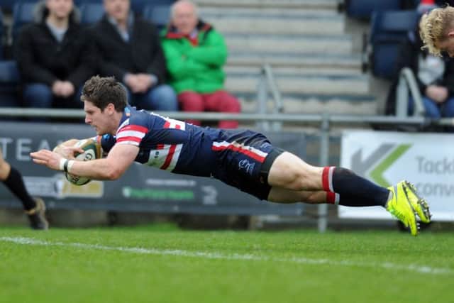 Doncaster Knights' Mat Clark scores the opening try. (Picture: Simon Hulme)