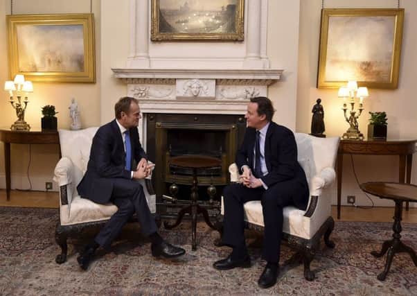 Prime Minister David Cameron (right) meets with European Council president Donald Tusk at 10 Downing Street in London.