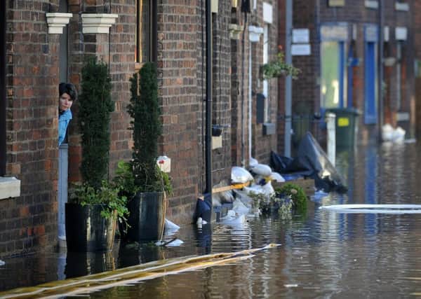 A street scene at the height of the recent floods.