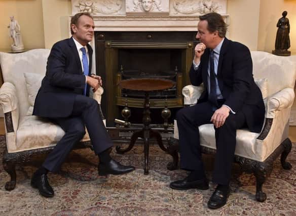 Prime Minister David Cameron (right) meets with European Council president Donald Tusk at 10 Downing Street in London ahead of crunch talks to finalise an EU reform package that could be backed by the rest of the 28-country bloc.