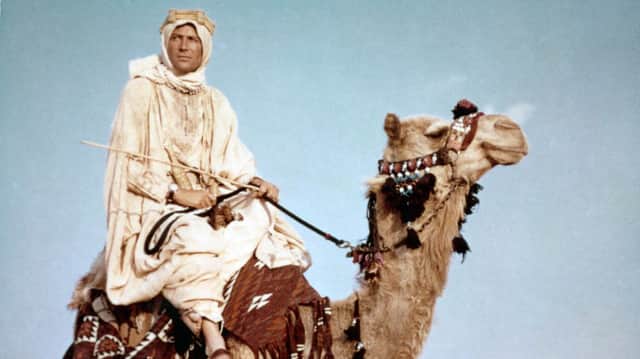 The iconic image of Lawrence of Arabia as he appeared in the film of the same name.