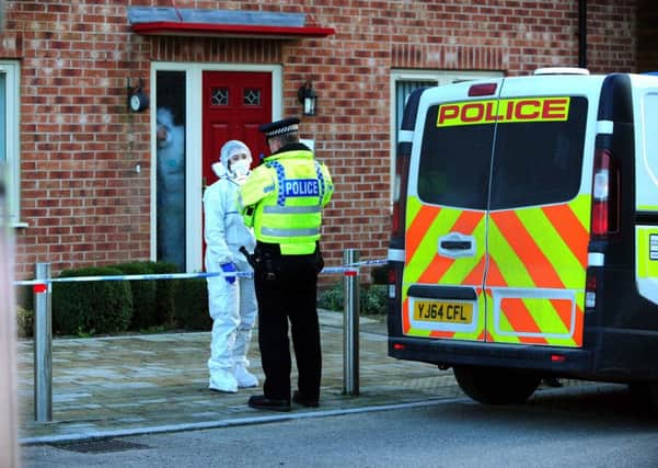 Police forensic officers at the scene at Beeston Way in Allerton Bywater, near Castleford.