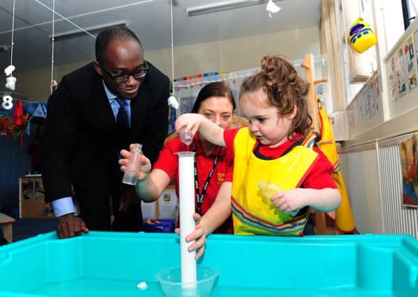 Childcare Minister Sam Gyimah visits the Haxby Road Primary Academy in York. Picture : Jonathan Gawthorpe