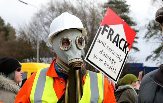 An anti-fracking protestor