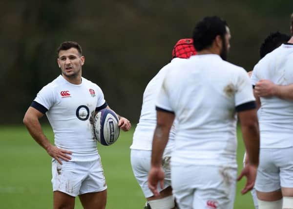 England's Danny Care (left) during a training session at Pennyhill Park, Bagshot.