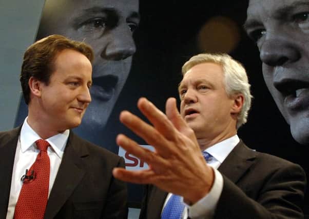Photograph of then Shadow Home Secretary David Davis with David Cameron taken in 2005.  John Stillwell/PA Wire