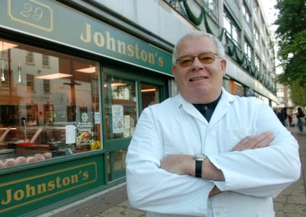 Hull butcher Ted Johnston outside his Carr Lane premises