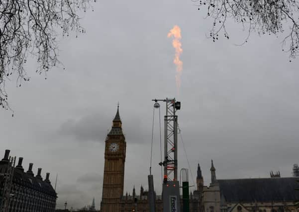 Greenpeace staged a protest against fracking in Westminster today