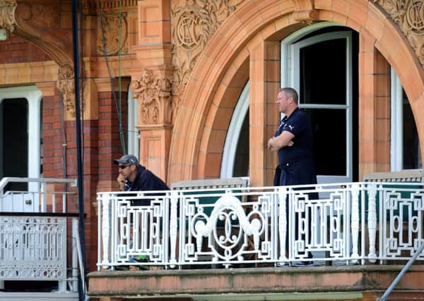 Anthony McGrath on the balcony with Jason Gillespie as Yorkshire head to the title at Lord's.  Picture : Jonathan Gawthorpe