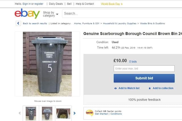 Ian Dowson is selling his wheelie bin on eBay for Â£10 after the council began charging for collections. Picture: Ross Parry Agency