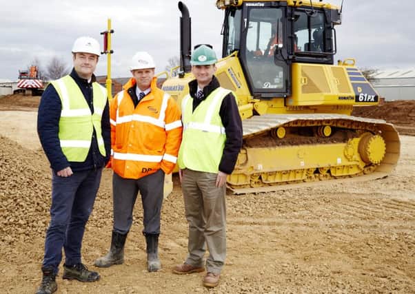 Pictured (L to R) Richard Hampshire, director of LHL Group; Dean Platts, Hobson & Porter site manager; and Tim Munns Wharfedale Property Management director.