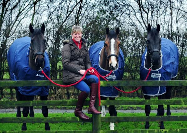 Northallerton eventer Nicola Wilson with her horses, one of which she hopes to take to the Rio Olympics. From left, Annie Clover, One Two Many, and Bulana.