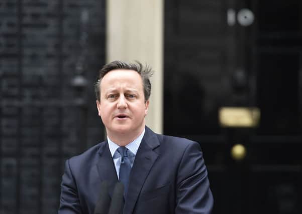 David Cameron speaking in Downing Street today