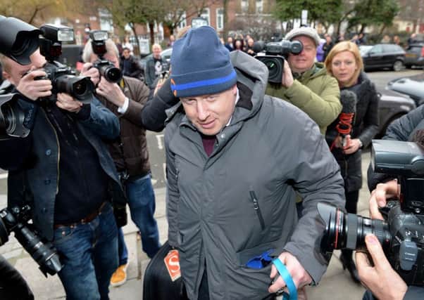Boris Johnson was pursued by reporters ahead of his announcement today