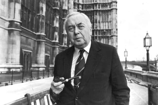 Lord Wilson pictured outside the Houses of Parliament in 1980.