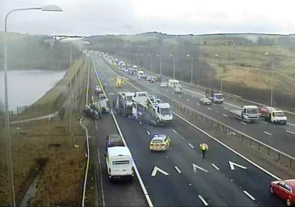 The Yorkshire Ambulance Service tweeted this picture of the scene on the M62