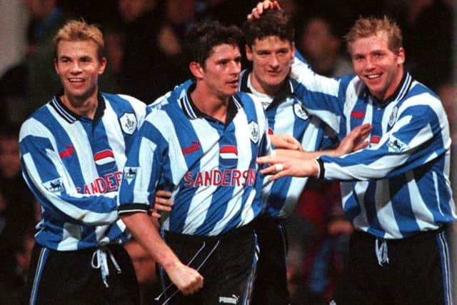 Ritchie Humphreys (right) celebrates a goal during his Sheffield Wednesday playing days.