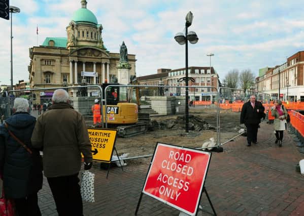 Queen Victoria Square in Hull being dug up for improvements for the City of Culture.