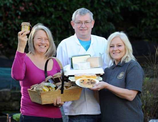 Paula Connor, (Producer and Director of Ilkley Real Food), Jeremy Benn, from Wharfedale Cheeses (Team Member of Ilkley Real Food), and Trisha Powell, from Gulten Freekz, (Local Producer).