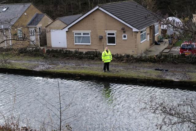John Armitage pictured by the houses which were Flooded in the Boxing Day flood, Luddendenfoot...22nd February 2016 ..Picture by Simon Hulme