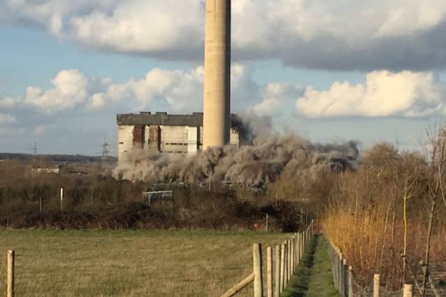 A concrete and steel building at the derelict Didcot A site in south Oxfordshire came down at around 4pm on Tuesday