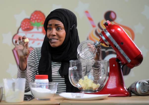 Great British Bake off winner Nadiya Hussain, pictured doing her baking demonstration, in the Merrion Centre, Leeds..10th December 2015 ..Picture by Simon Hulme