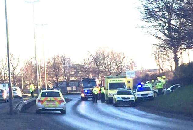 Picture posted on Twitter by Holly Jenkinson of the accident that hasa caused this morning's delays