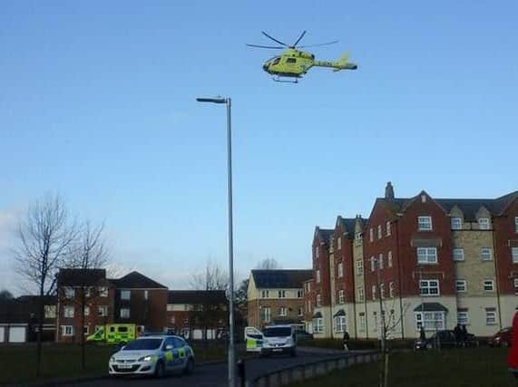 The air ambulance above Britannia Road. Picture courtesy of Ian Coultas