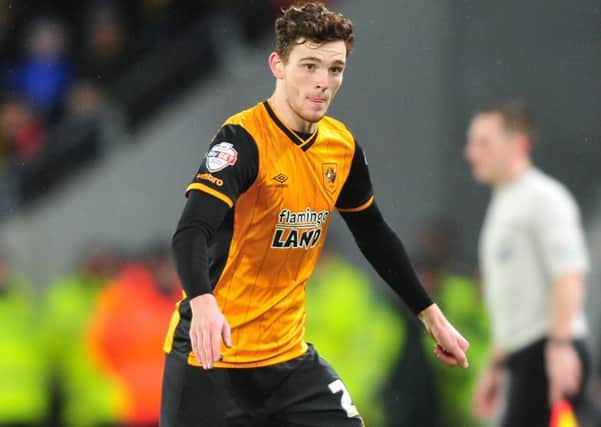 13 December 2015.......   Hull City v Cardiff City. Skybet Championship.
Tigers Andy Robertson. Picture Tony Johnson
