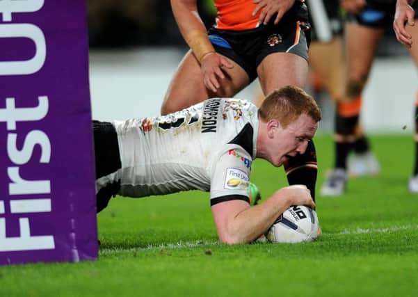 Hull's Jordan Thompson powers over to score his side's first try against Castleford. (
Picture: Jonathan Gawthorpe)