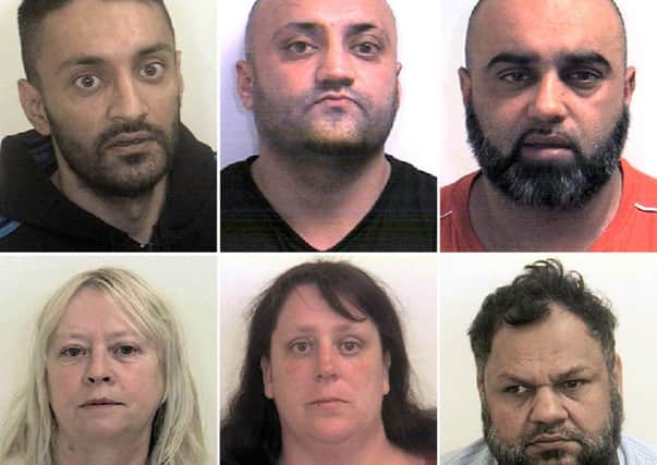 (left to right top) brothers Arshid Hussain, 40, Basharat Hussain, 39, and Bannaras Hussain, 36, and (left to right bottom) Karen MacGregor, 58, (left), Shelley Davies, 40, and Qurban Ali, 53. Photo: PA