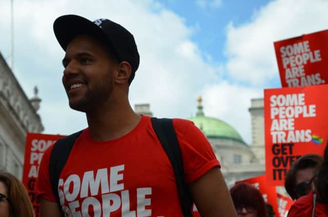 Josh Willacy, account manager for Yorkshire at LGBT campaign group Stonewall, at Pride in London in 2015.