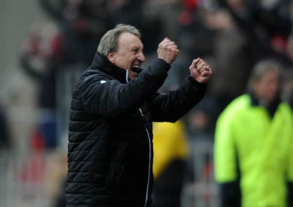 Neil Warnock celebrates his first win as Rotherham boss. Picture by Simon Hulme.