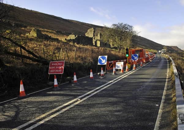The A59 at Kex Gill near Harrogate following the recent landslide.