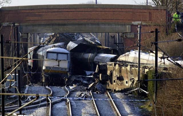 The scene at after the train crash at Great Heck near Selby, North Yorkshire, February 2001.