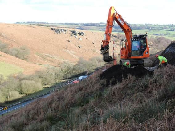 Work going on at A59 at Kex Gill to make it safe for drivers.