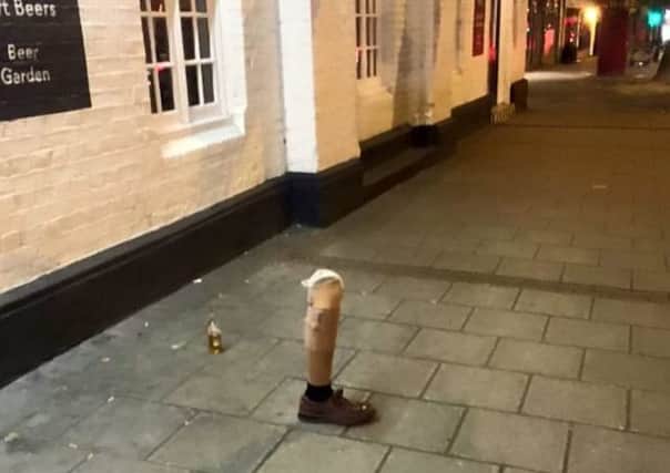 A reveller left a false leg outside a pub. Picture: Ross Parry Agency