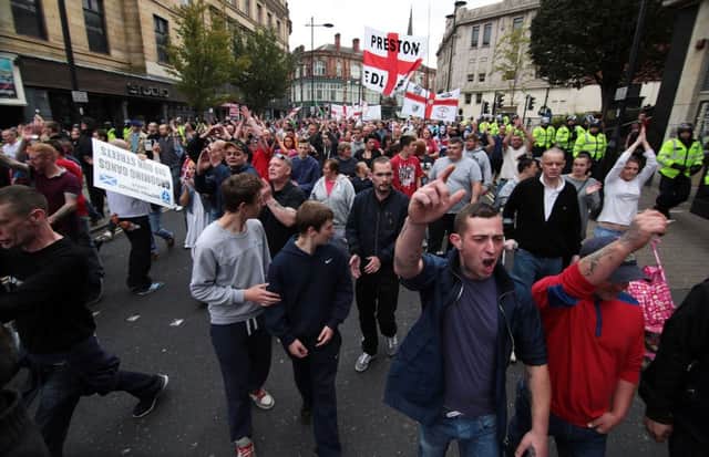 Far-right protestors march through Rotherham