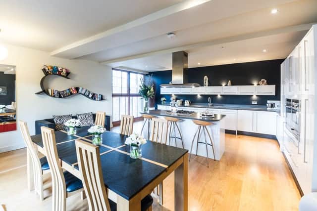 The large kitchen dining room is perfect for parties and family get-togethers